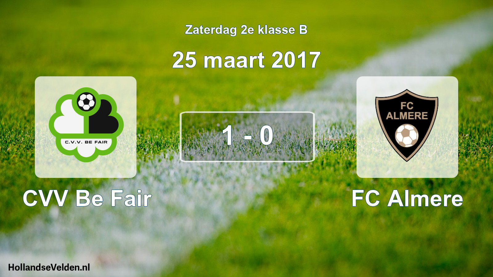 Total number of matches played: CVV Be Fair - FC Almere 1 - 0 (25 March 2017)