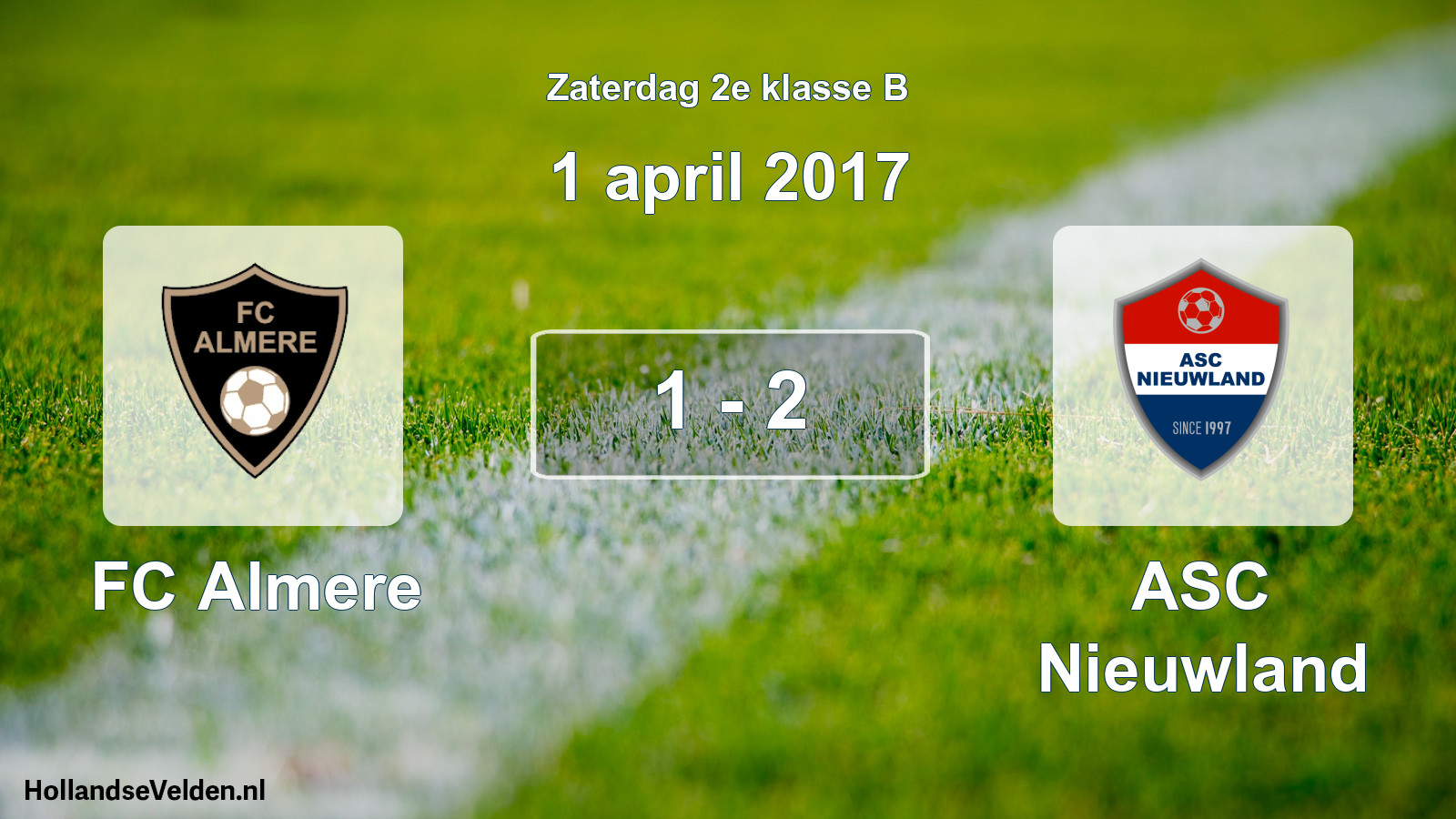 Total number of matches played: FC Almere - ASC Nieuwland 1 - 2 (1 April 2017)