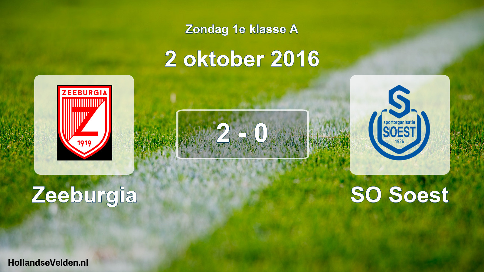 Total number of matches played: Zeeburgia - SO Soest 2 - 0 (2 October 2016)