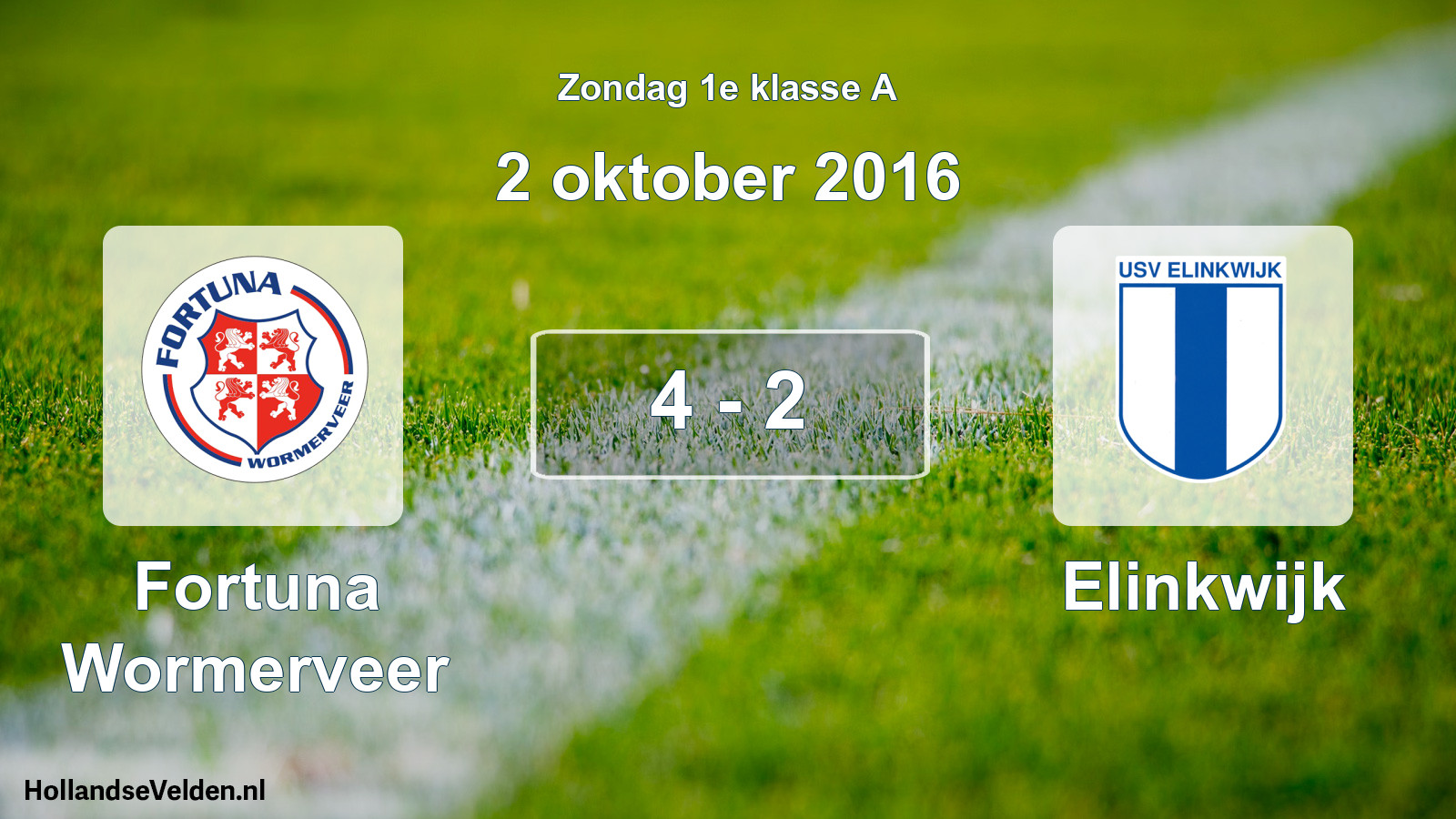 Total number of matches played: Fortuna Wormerveer - Elinkwijk 4 - 2 (2 October 2016)