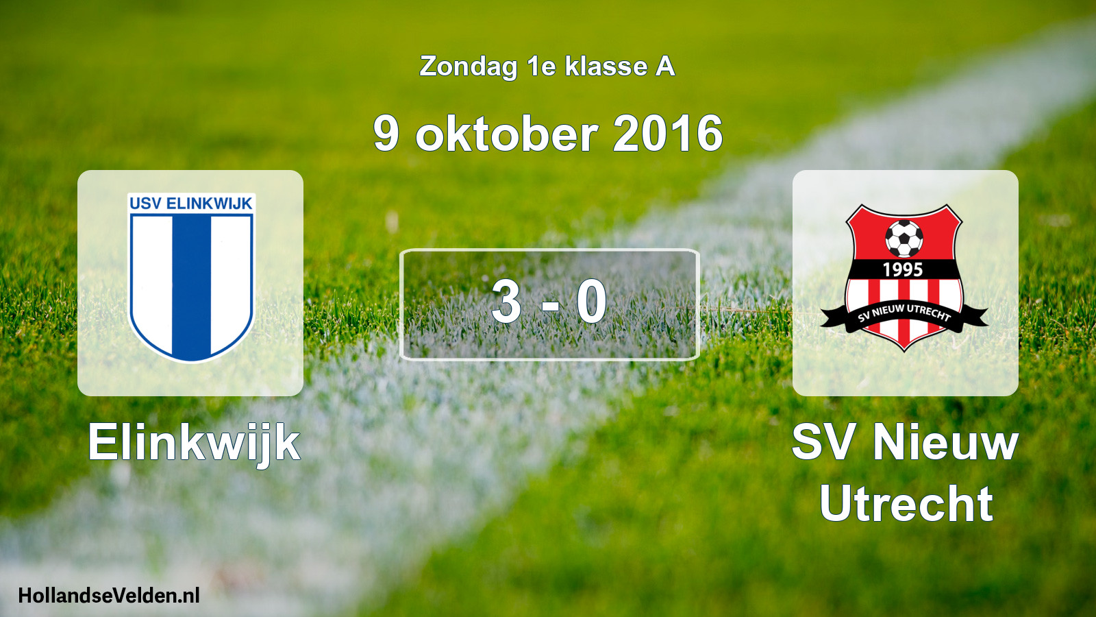 Total number of matches played: Elinkwijk - SV Nieuw Utrecht 3 - 0 (9 October 2016)
