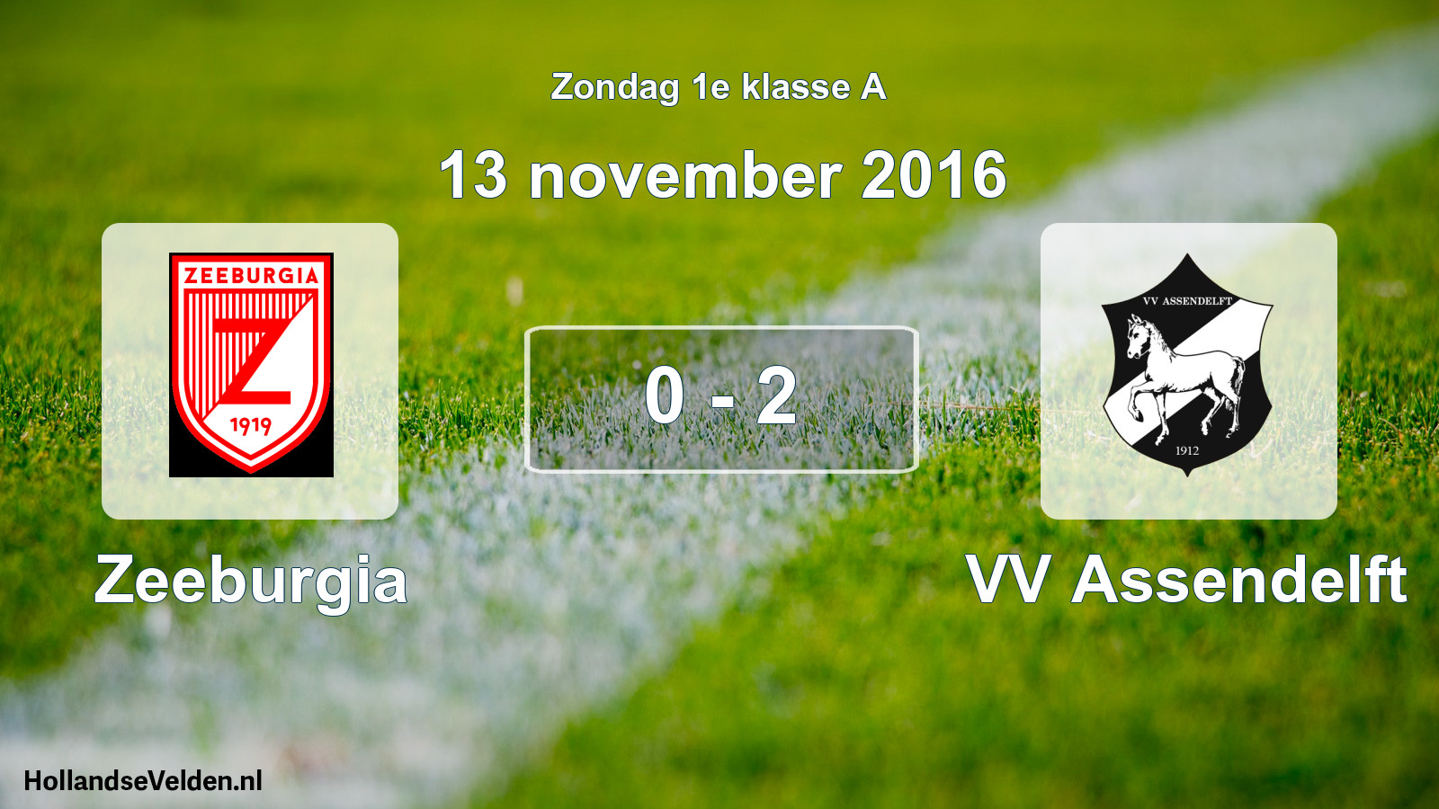 Total number of matches played: Zeeburgia - VV Assendelft 0 - 2 (13 November 2016)