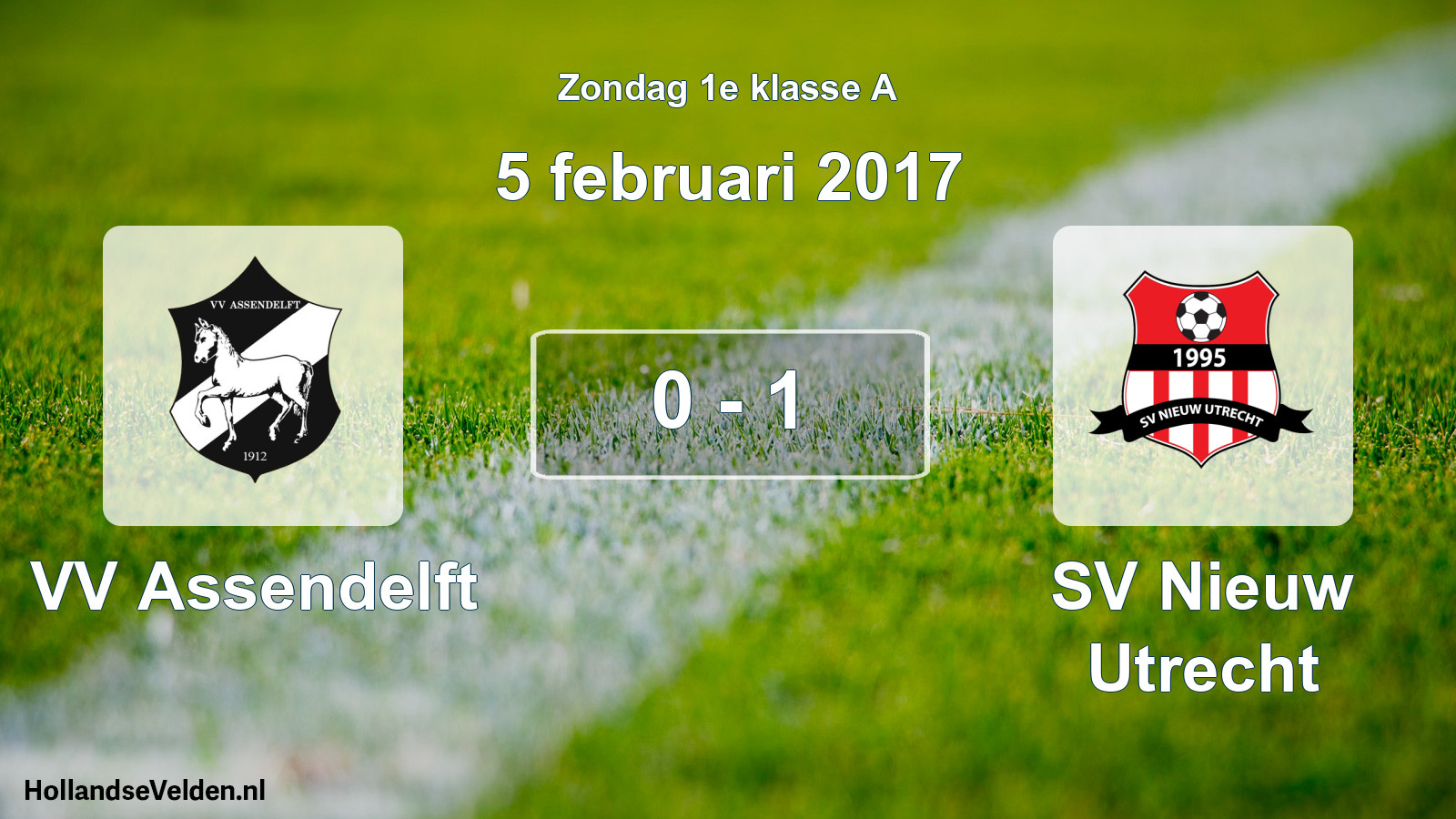 Total number of matches played: VV Assendelft - SV Nieuw Utrecht 0 - 1 (5 February 2017)