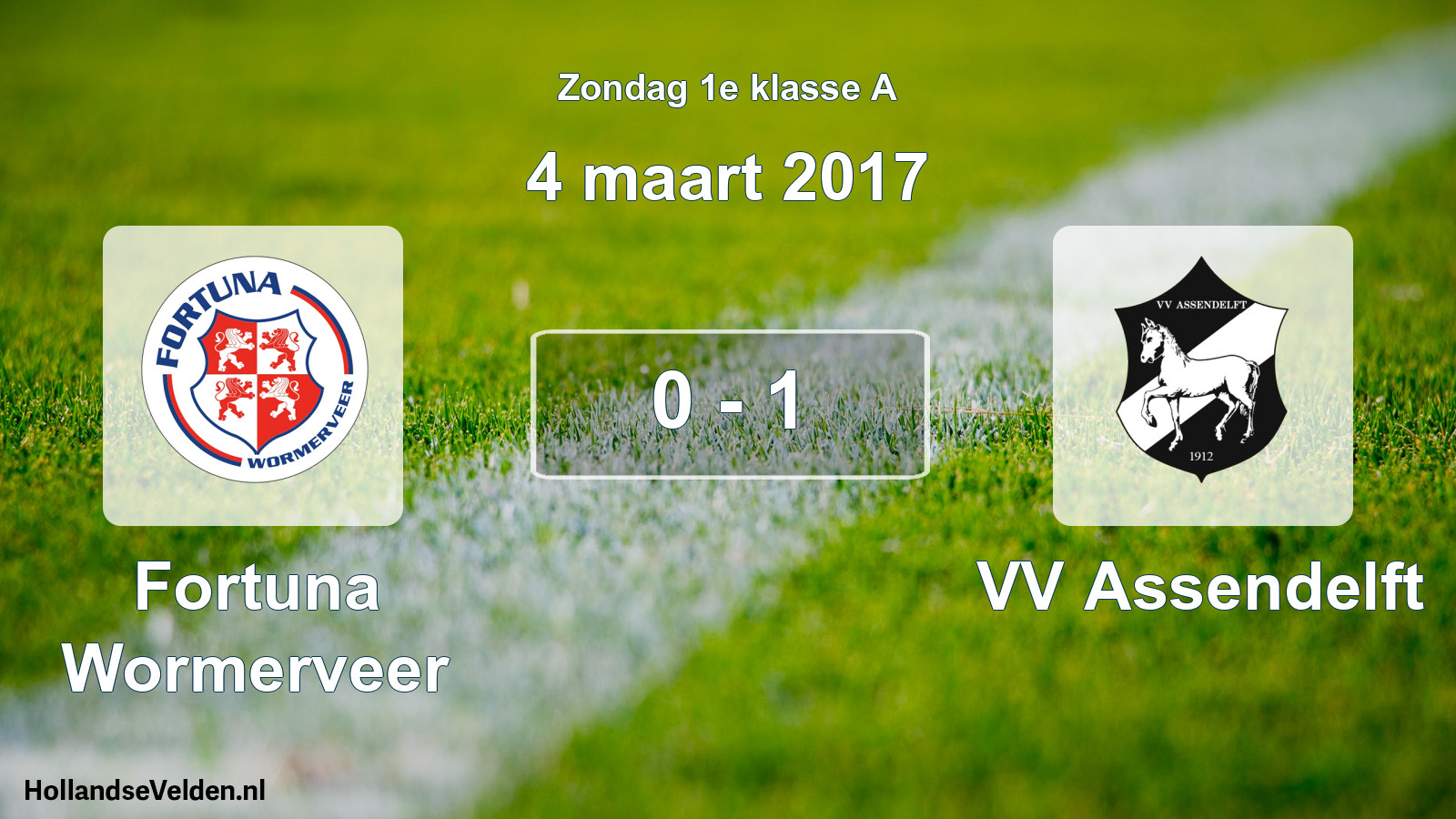 Total number of matches played: Fortuna Wormerveer - VV Assendelft 0 - 1 (4 March 2017)