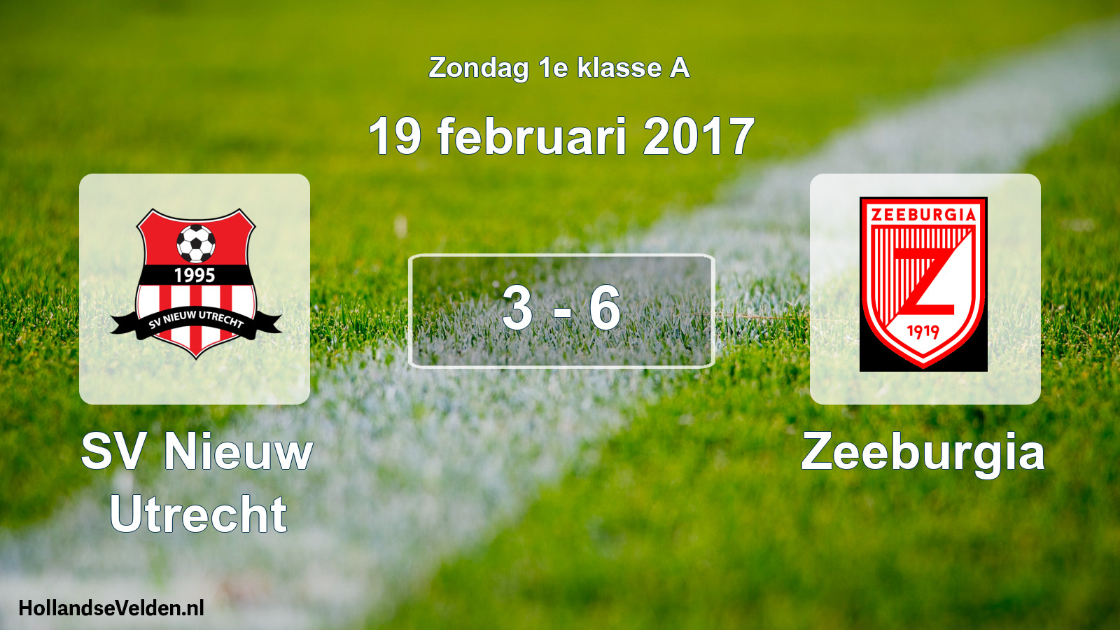 Total number of matches played: SV Nieuw Utrecht - Zeeburgia 3 - 6 (19 February 2017)
