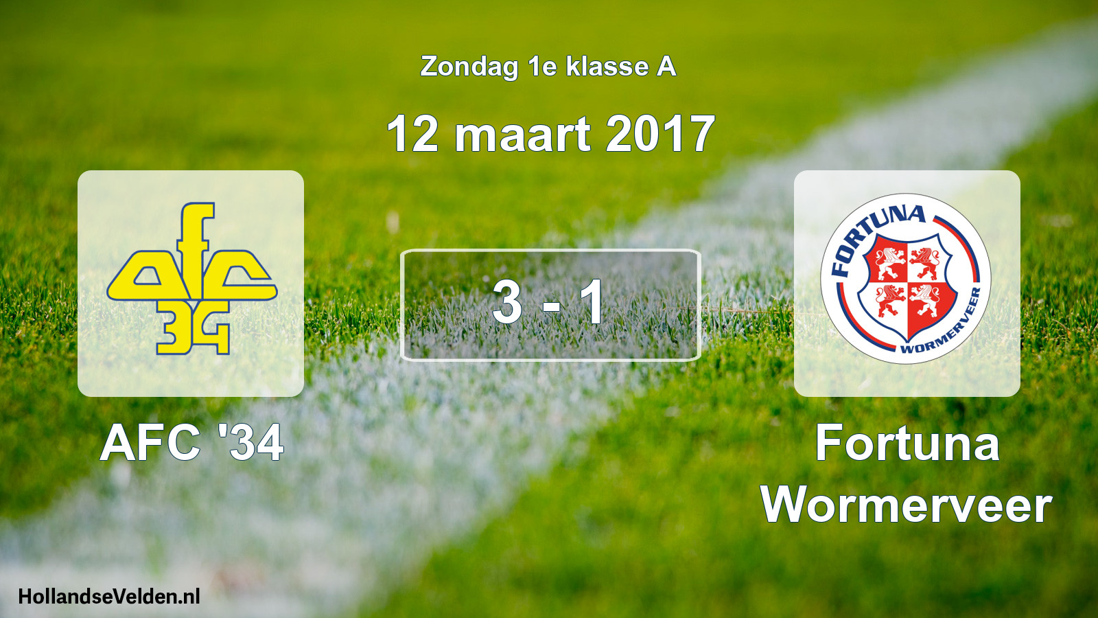 Total number of matches played: AFC '34 - Fortuna Wormerveer 3 - 1 (12 March 2017)
