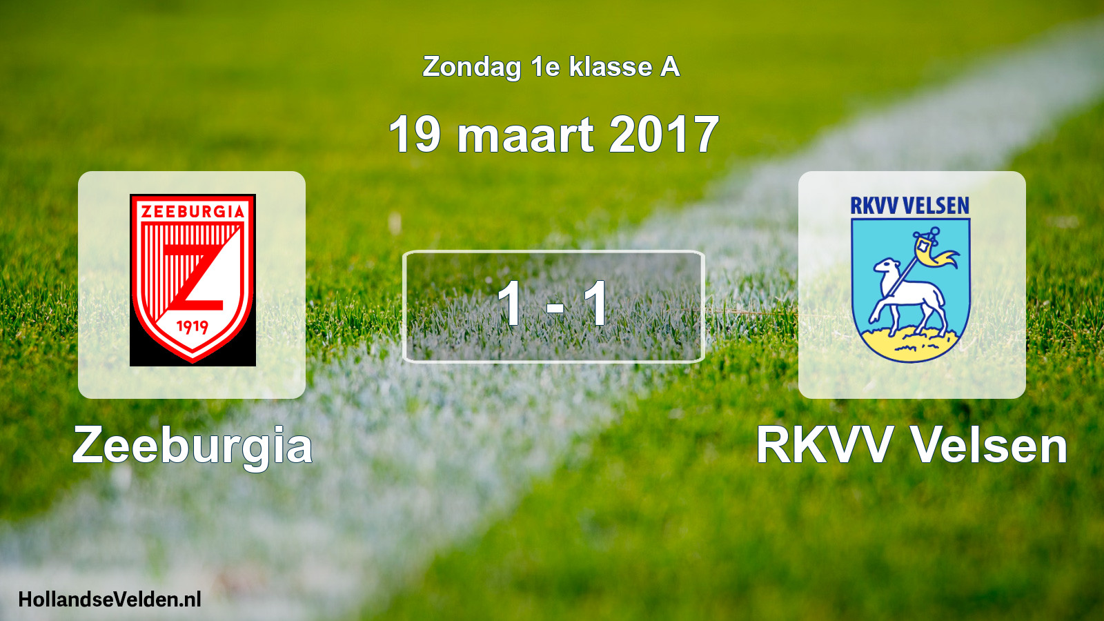 Total number of matches played: Zeeburgia - RKVV Velsen 1 - 1 (19 March 2017)