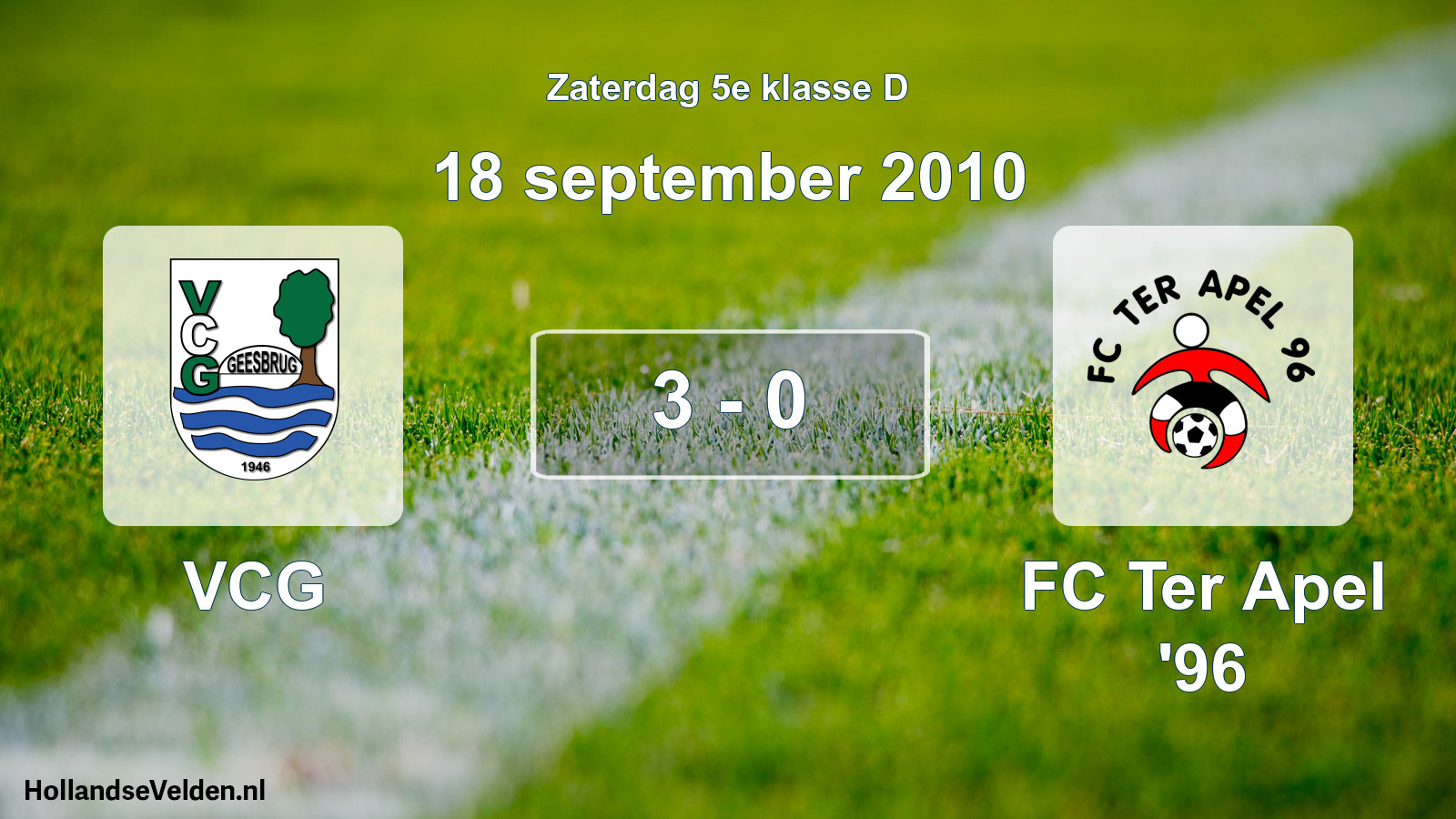 Total number of matches played: VCG - FC Ter Apel '96 3 - 0 (18 September 2010)