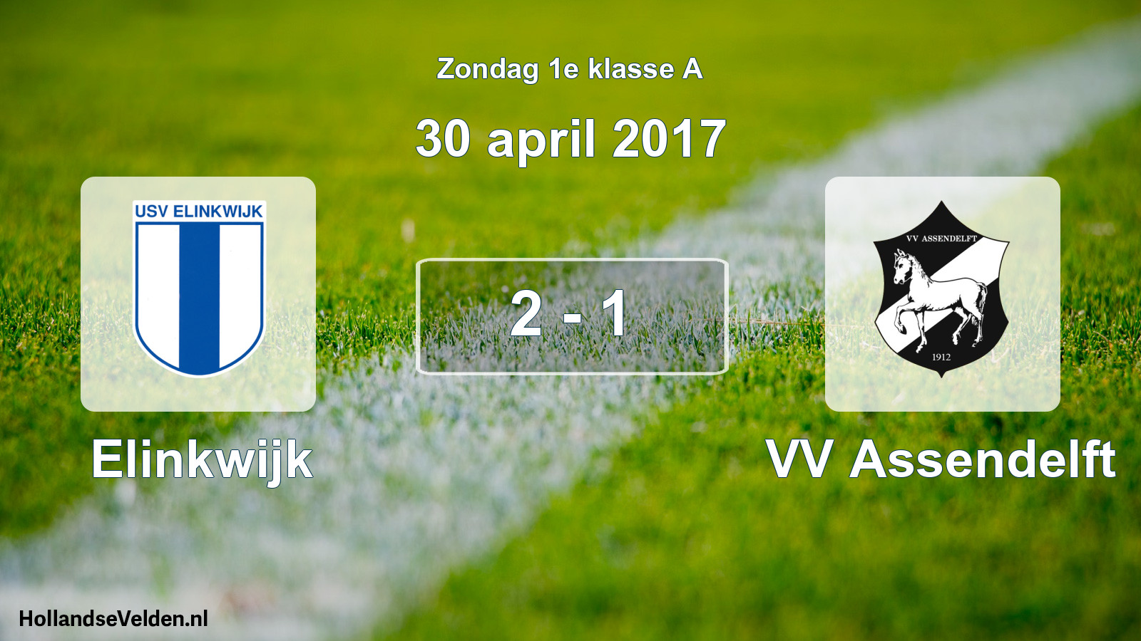 Total number of matches played: Elinkwijk - VV Assendelft 2 - 1 (30 April 2017)