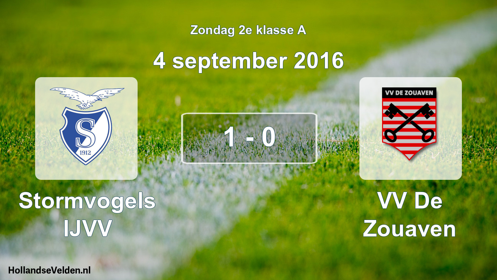 Total number of matches played: Stormvogels IJVV - VV De Zouaven 1 - 0 (4 September 2016)
