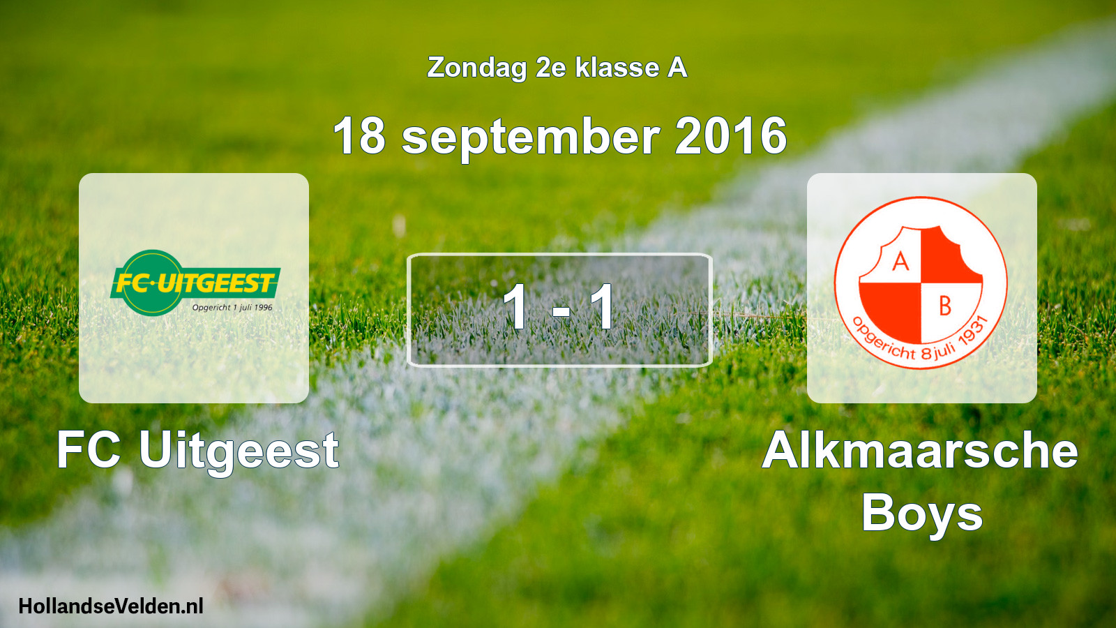 Total number of matches played: FC Uitgeest - Alkmaarsche Boys 1 - 1 (18 September 2016)