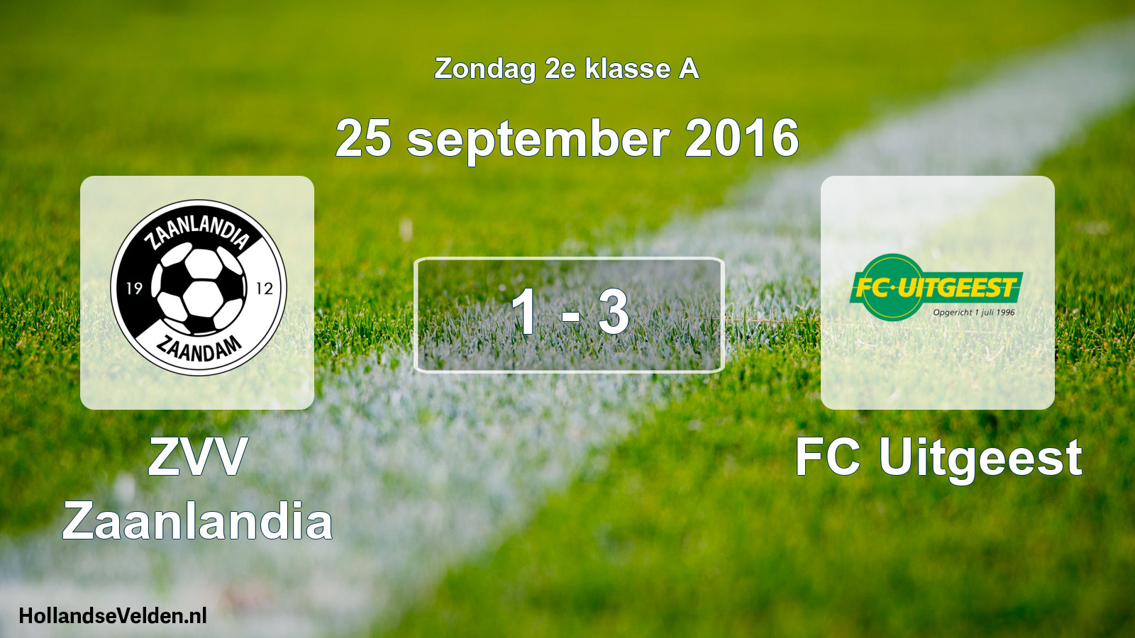Total number of matches played: ZVV Zaanlandia - FC Uitgeest 1 - 3 (25 September 2016)