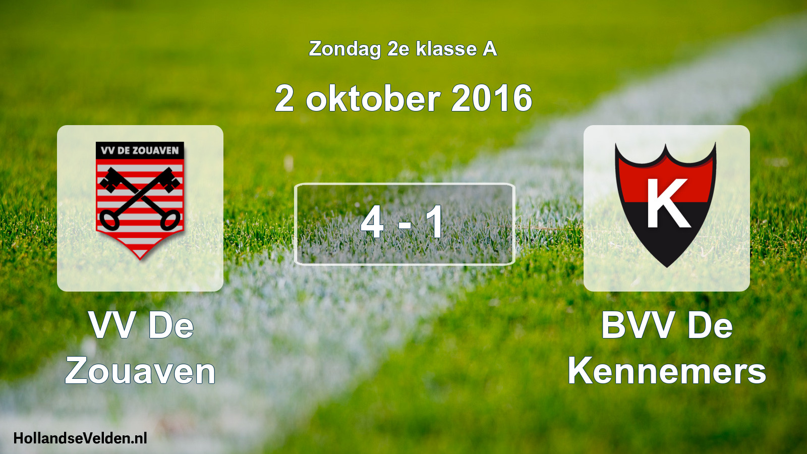 Total number of matches played: VV De Zouaven - BVV De Kennemers 4 - 1 (2 October 2016)