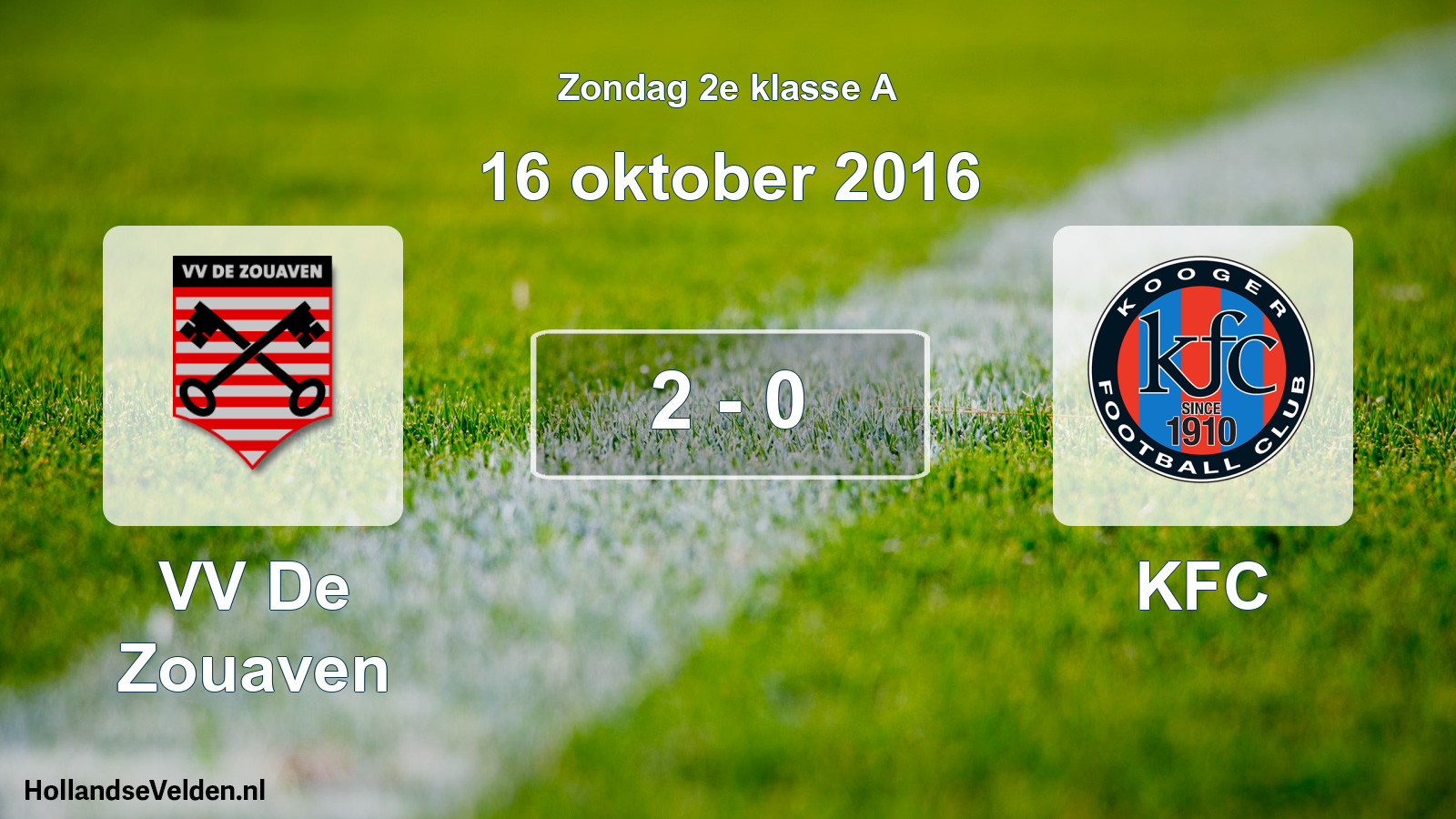 Total number of matches played: VV De Zouaven - KFC 2 - 0 (16 October 2016)