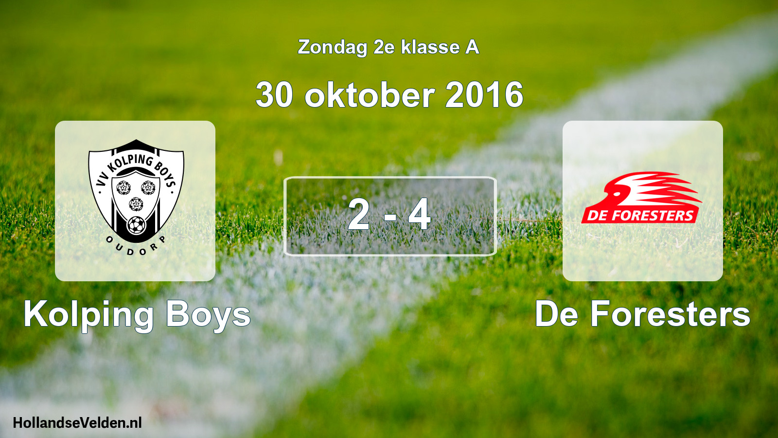 Total number of matches played: Kolping Boys - De Foresters 2 - 4 (30 October 2016)