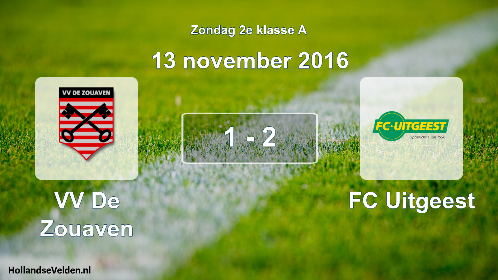 Total number of matches played: VV De Zouaven - FC Uitgeest 1 - 2 (13 November 2016)