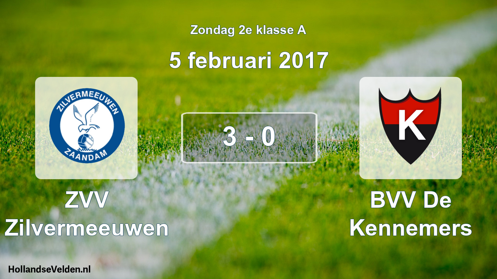 Total number of matches played: ZVV Zilvermeeuwen - BVV De Kennemers 3 - 0 (5 February 2017)