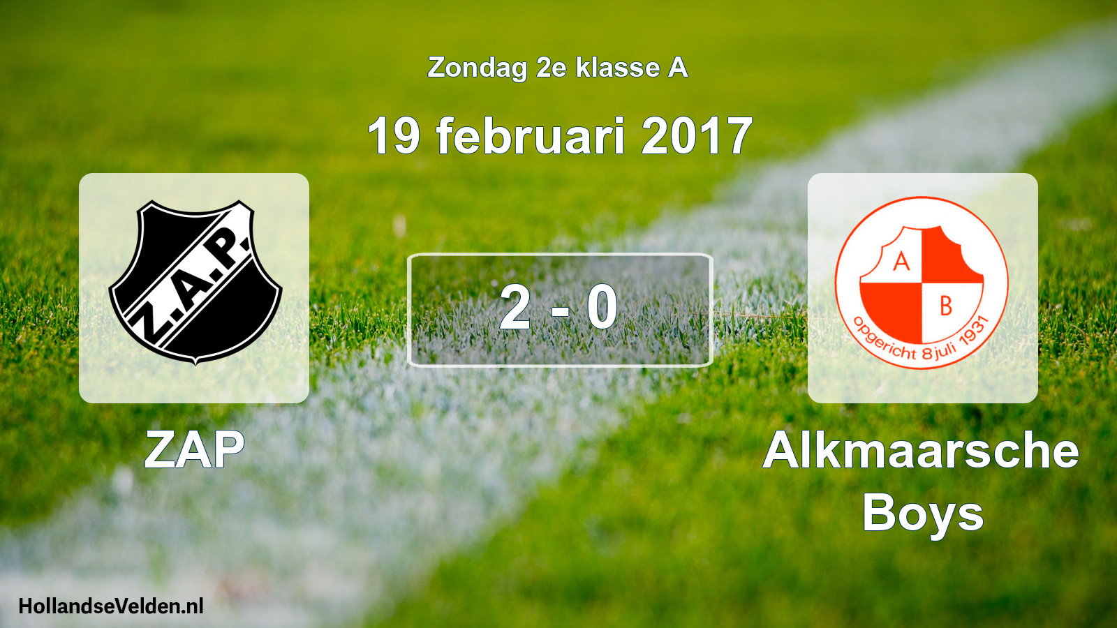 Total number of matches played: ZAP - Alkmaarsche Boys 2 - 0 (19 February 2017)