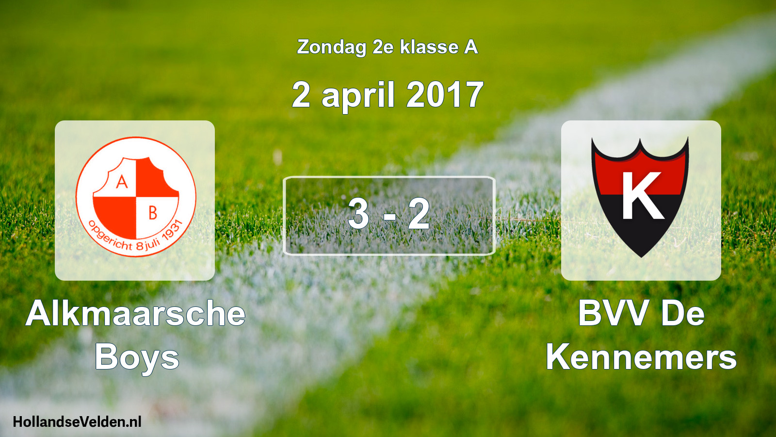 Total number of matches played: Alkmaarsche Boys - BVV De Kennemers 3 - 2 (2 April 2017)