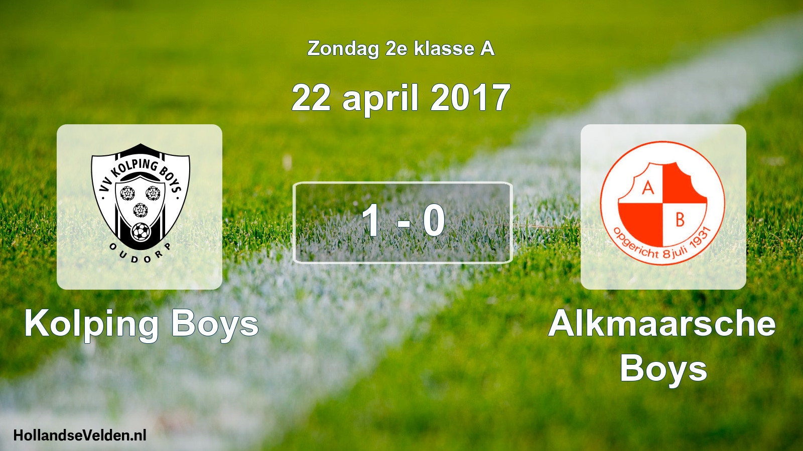 Total number of matches played: Kolping Boys - Alkmaarsche Boys 1 - 0 (22 April 2017)