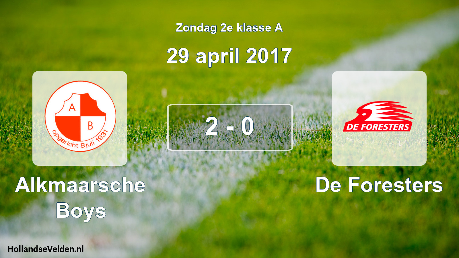 Total number of matches played: Alkmaarsche Boys - De Foresters 2 - 0 (29 April 2017)