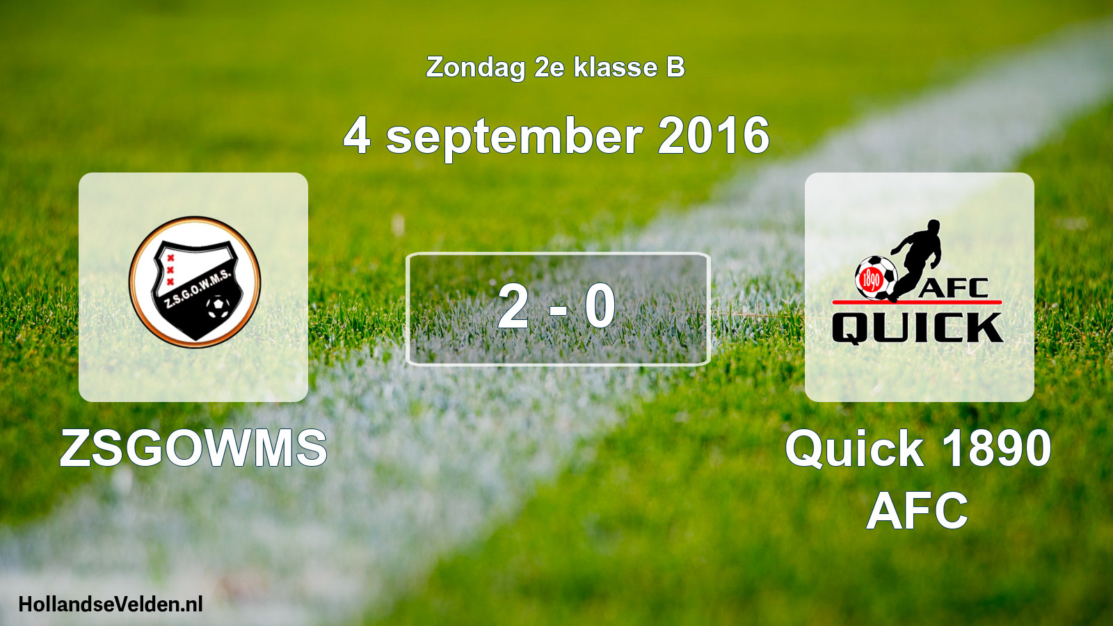 Total number of matches played: ZSGOWMS - Quick 1890 AFC 2 - 0 (4 September 2016)