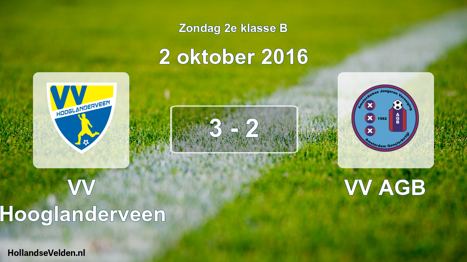 Total number of matches played: VV Hooglanderveen - VV AGB 3 - 2 (2 October 2016)
