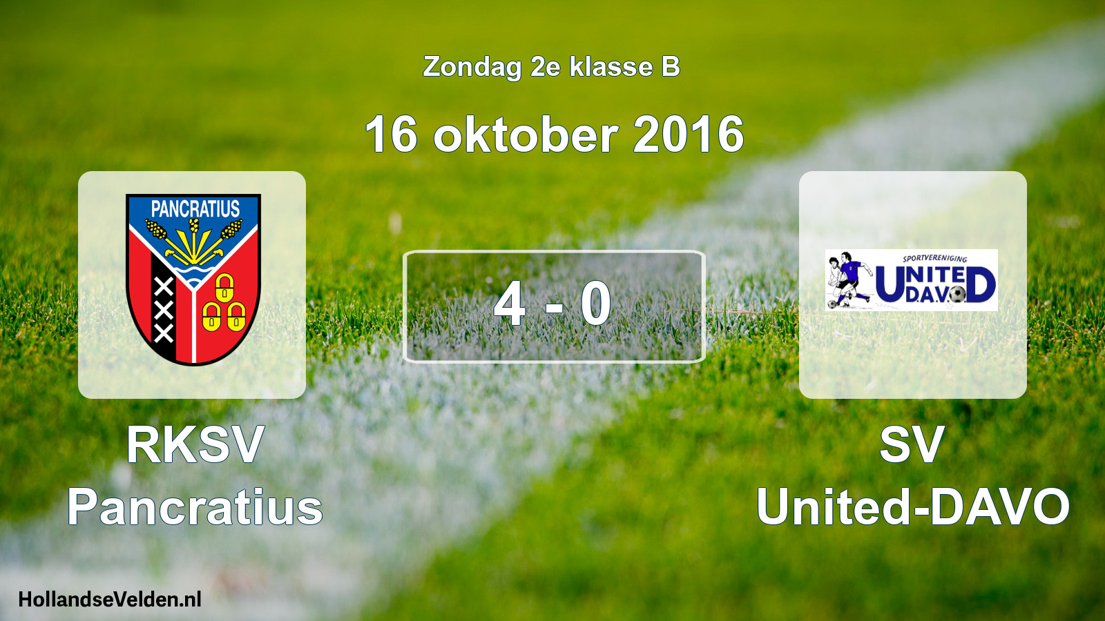 Total number of matches played: RKSV Pancratius - SV United-DAVO 4 - 0 (16 October 2016)
