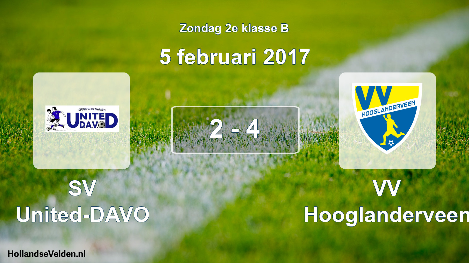 Total number of matches played: SV United-DAVO - VV Hooglanderveen 2 - 4 (5 February 2017)