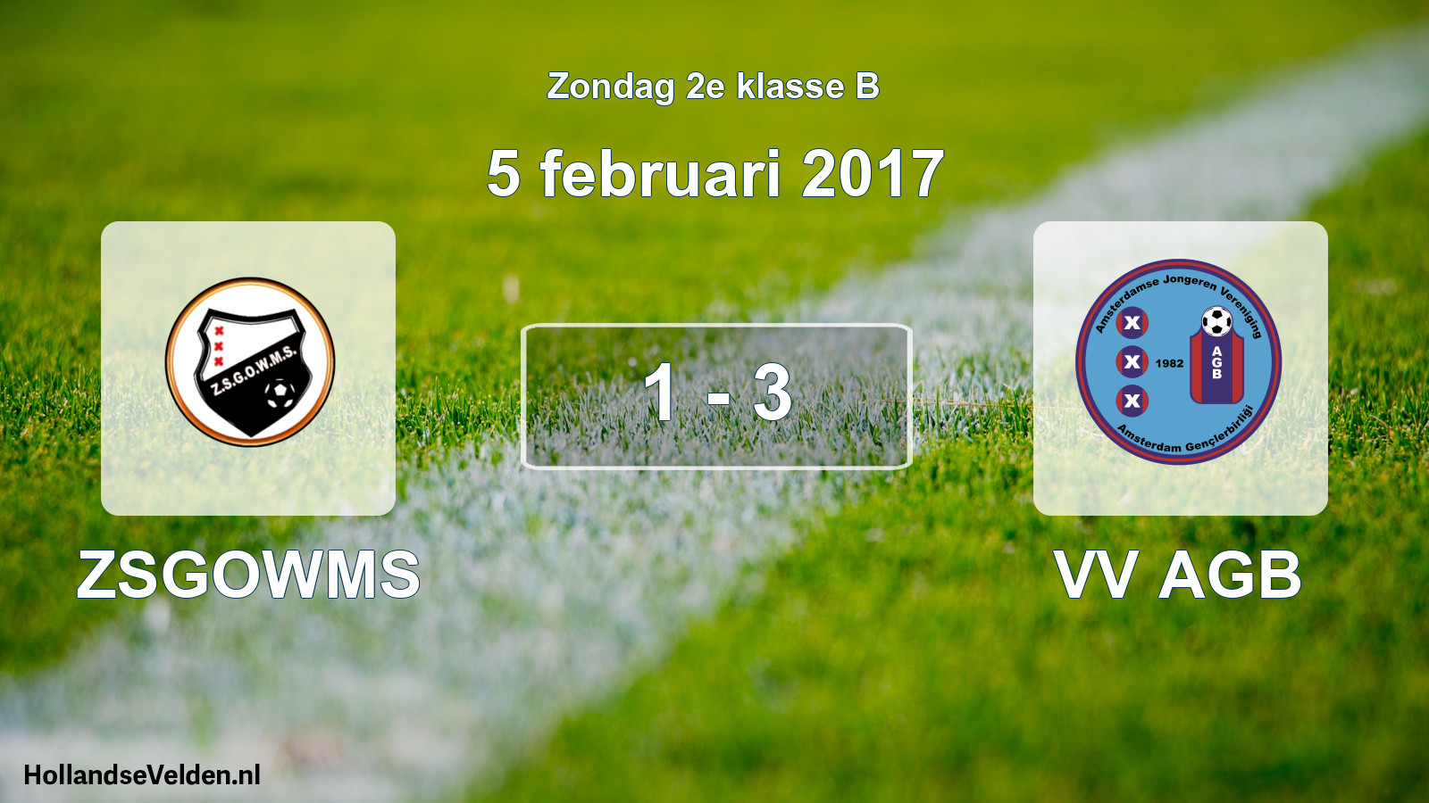 Total number of matches played: ZSGOWMS - VV AGB 1 - 3 (5 February 2017)