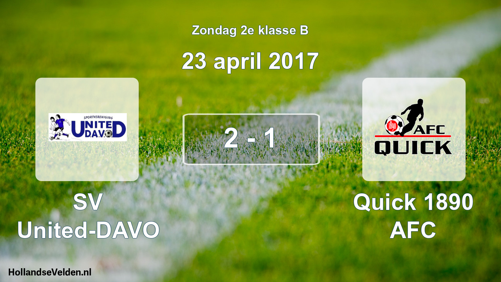 Total number of matches played: SV United-DAVO - Quick 1890 AFC 2 - 1 (23 April 2017)