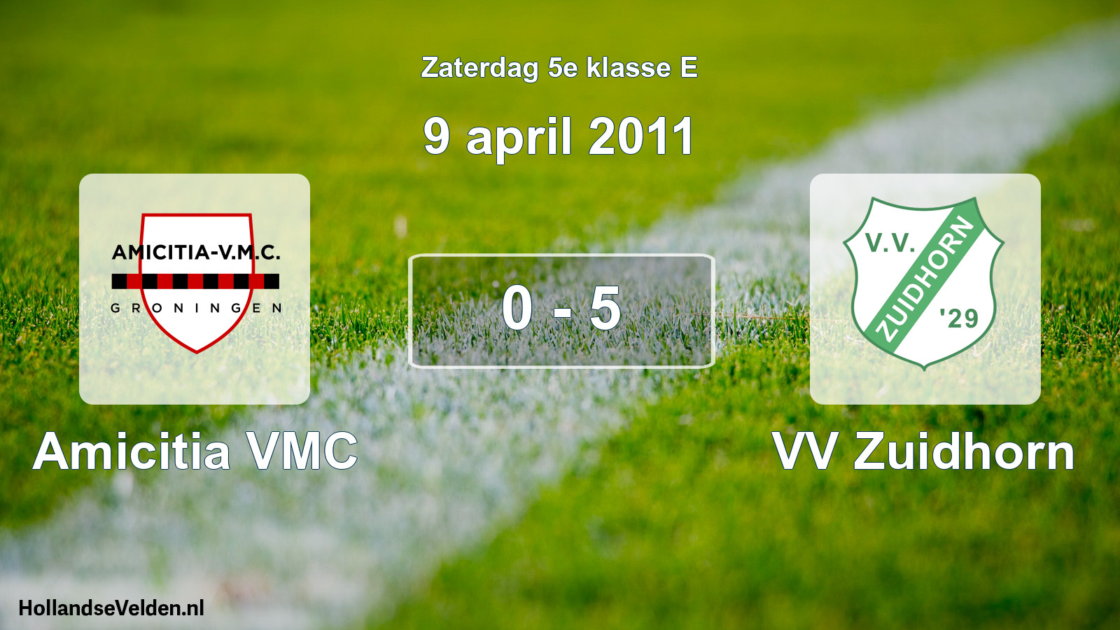 Total number of matches played: Amicitia VMC - VV Zuidhorn 0 - 5 (9 April 2011)
