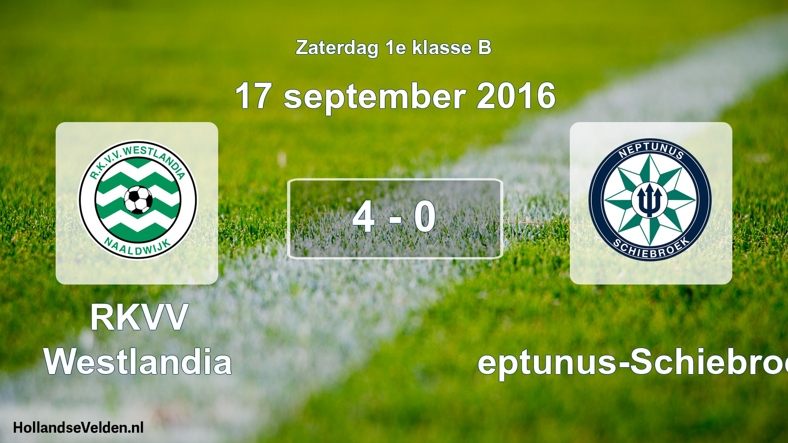 Total number of matches played: RKVV Westlandia - Neptunus-Schiebroek 4 - 0 (17 September 2016)