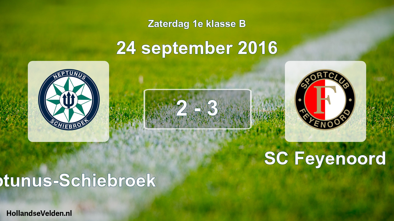 Total number of matches played: Neptunus-Schiebroek - SC Feyenoord 2 - 3 (24 September 2016)