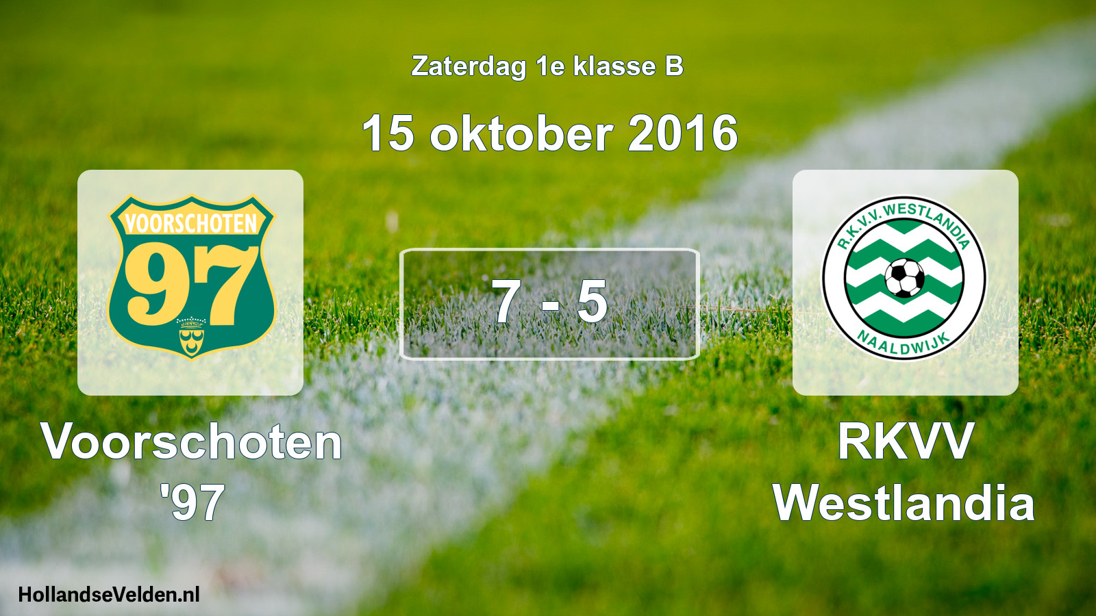 Total number of matches played: Voorschoten '97 - RKVV Westlandia 7 - 5 (15 October 2016)