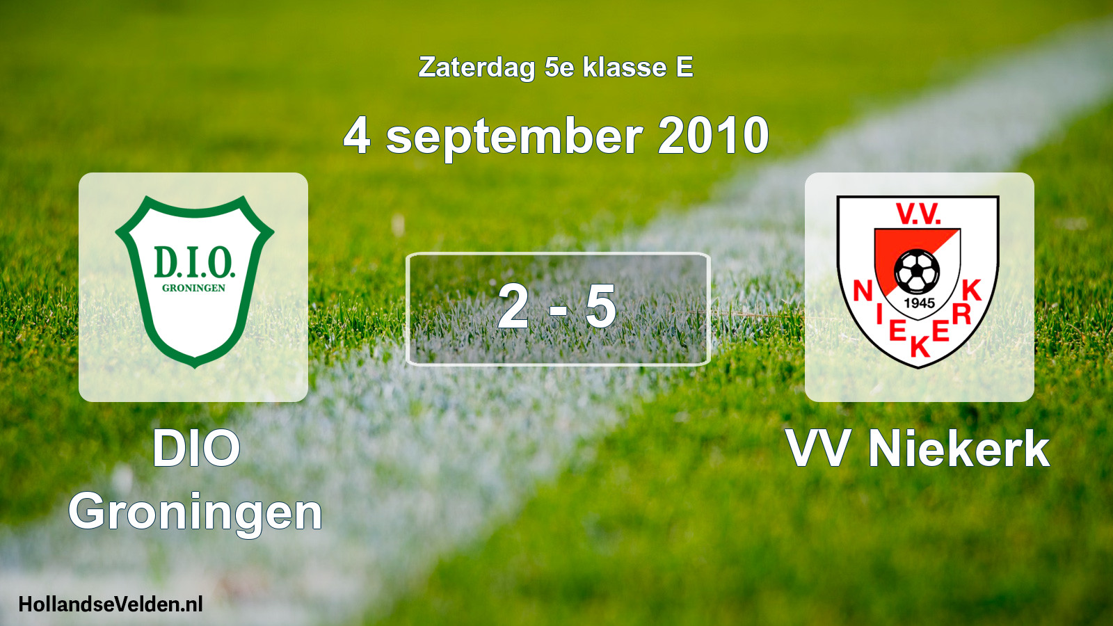 Total number of matches played: DIO Groningen - VV Niekerk 2 - 5 (4 September 2010)