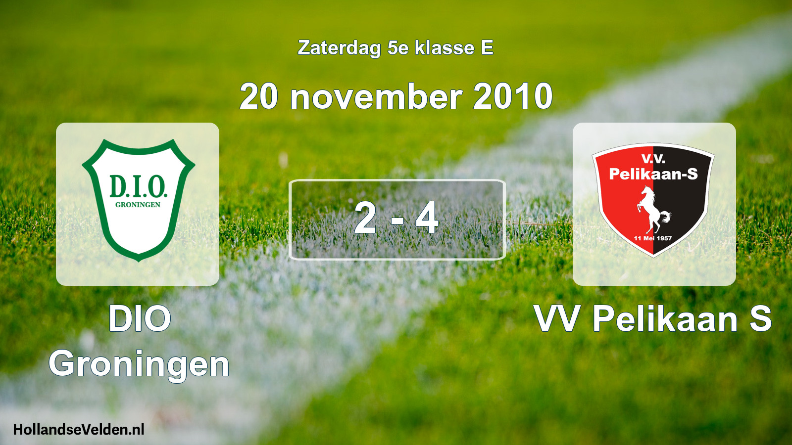 Total number of matches played: DIO Groningen - VV Pelikaan S 2 - 4 (20 November 2010)