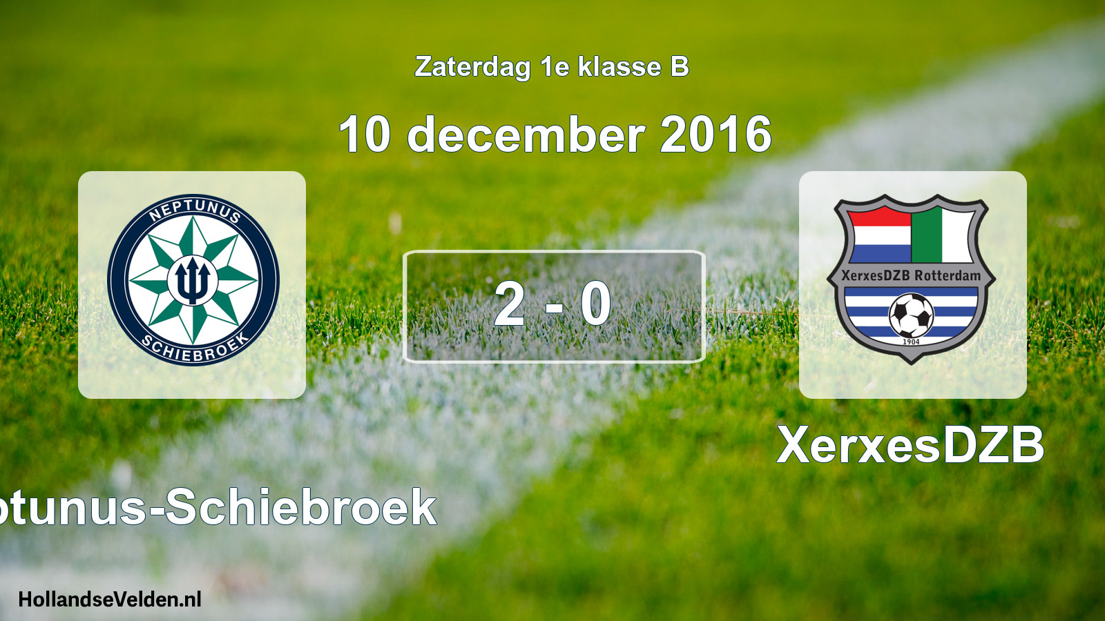 Total number of matches played: Neptunus-Schiebroek - XerxesDZB 2 - 0 (10 December 2016)