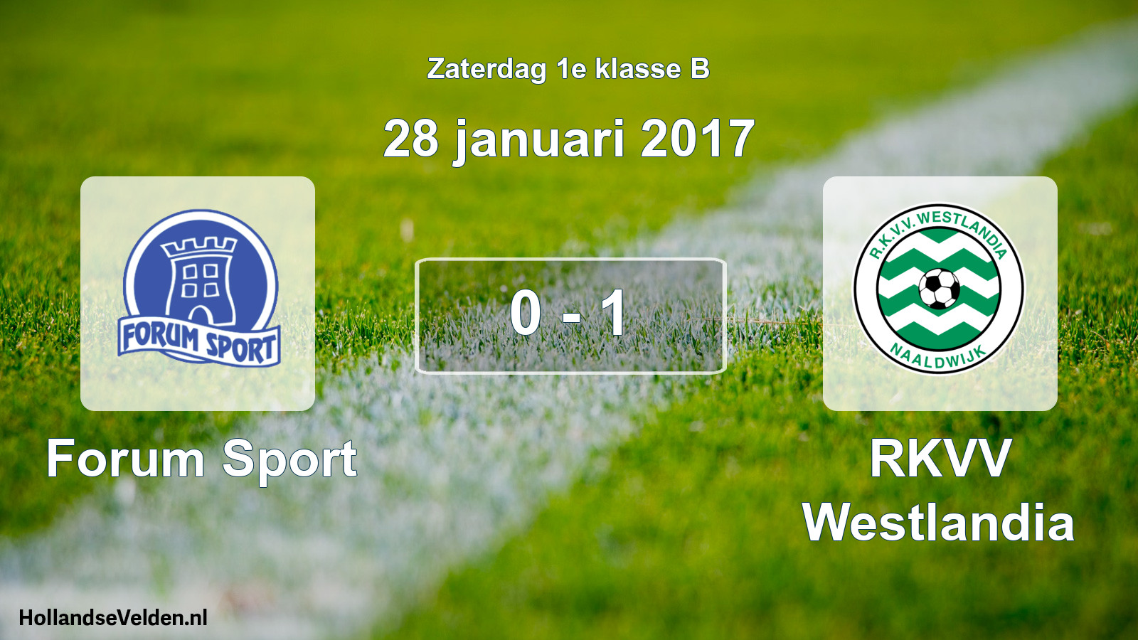 Total number of matches played: Forum Sport - RKVV Westlandia 0 - 1 (28 January 2017)