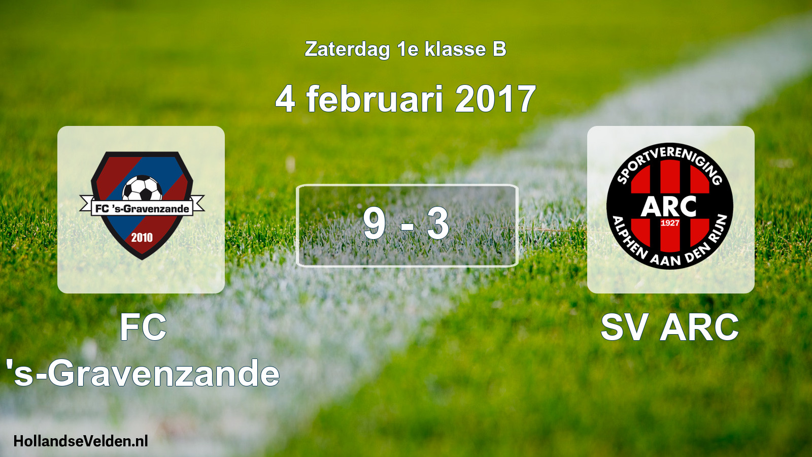 Total number of matches played: FC 's-Gravenzande - SV ARC 9 - 3 (4 February 2017)