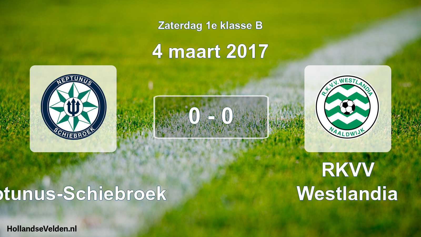 Total number of matches played: Neptunus-Schiebroek - RKVV Westlandia 0 - 0 (4 March 2017)