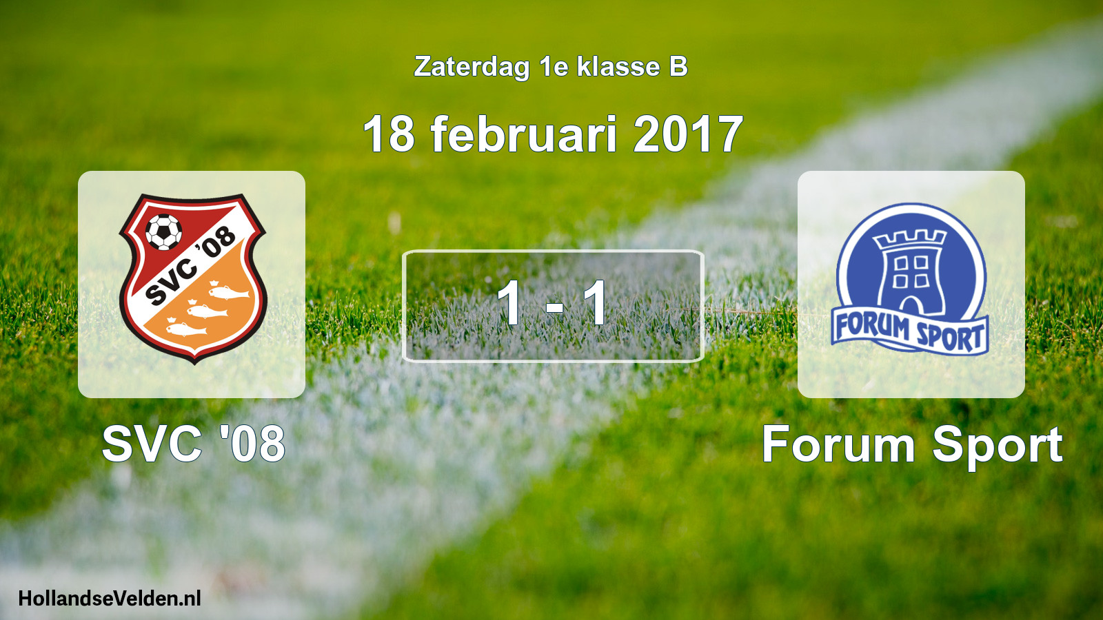 Total number of matches played: SVC '08 - Forum Sport 1 - 1 (18 February 2017)