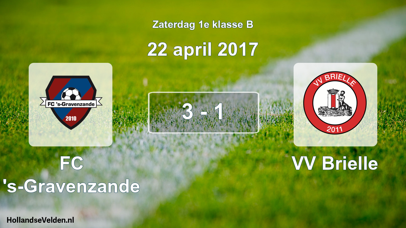 Total number of matches played: FC 's-Gravenzande - VV Brielle 3 - 1 (22 April 2017)