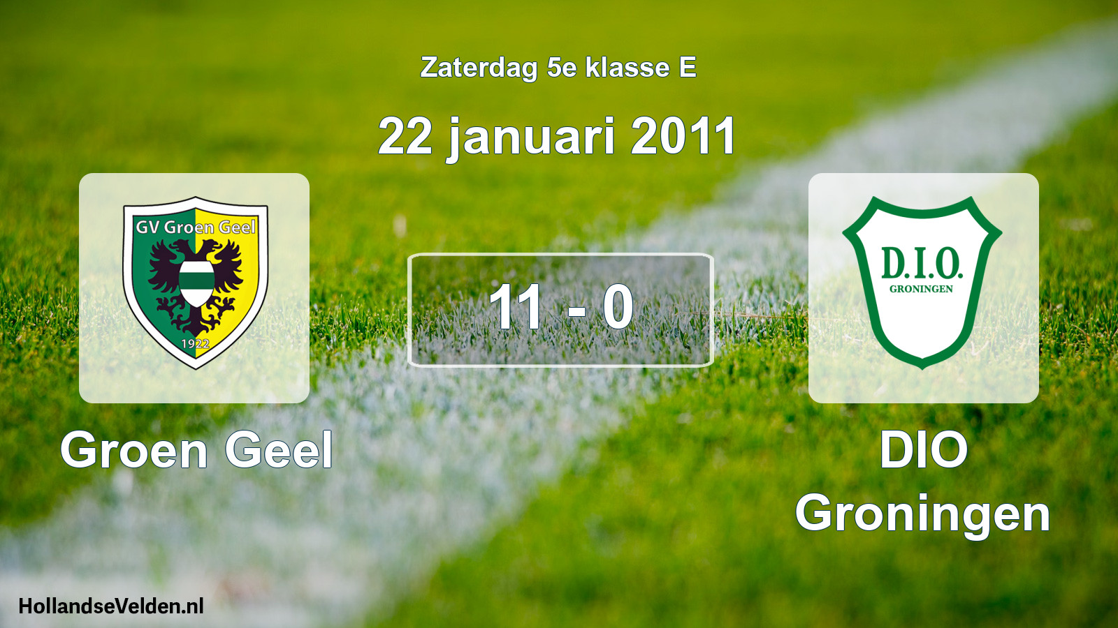 Total number of matches played: Groen Geel - DIO Groningen 11 - 0 (22 January 2011)