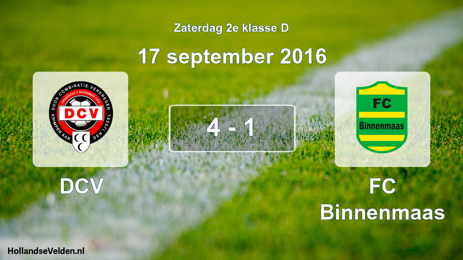 Total number of matches played: DCV - FC Binnenmaas 4 - 1 (17 September 2016)