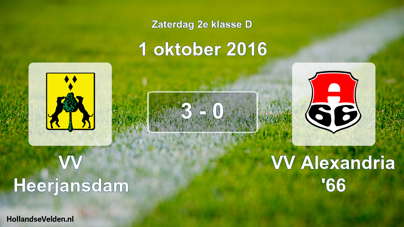 Total number of matches played: VV Heerjansdam - VV Alexandria '66 3 - 0 (1 October 2016)