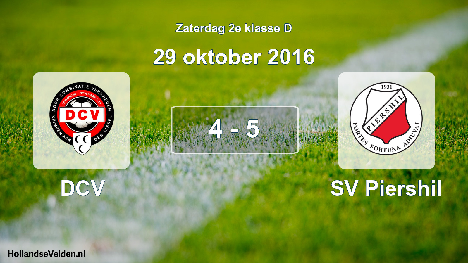 Total number of matches played: DCV - SV Piershil 4 - 5 (29 October 2016)