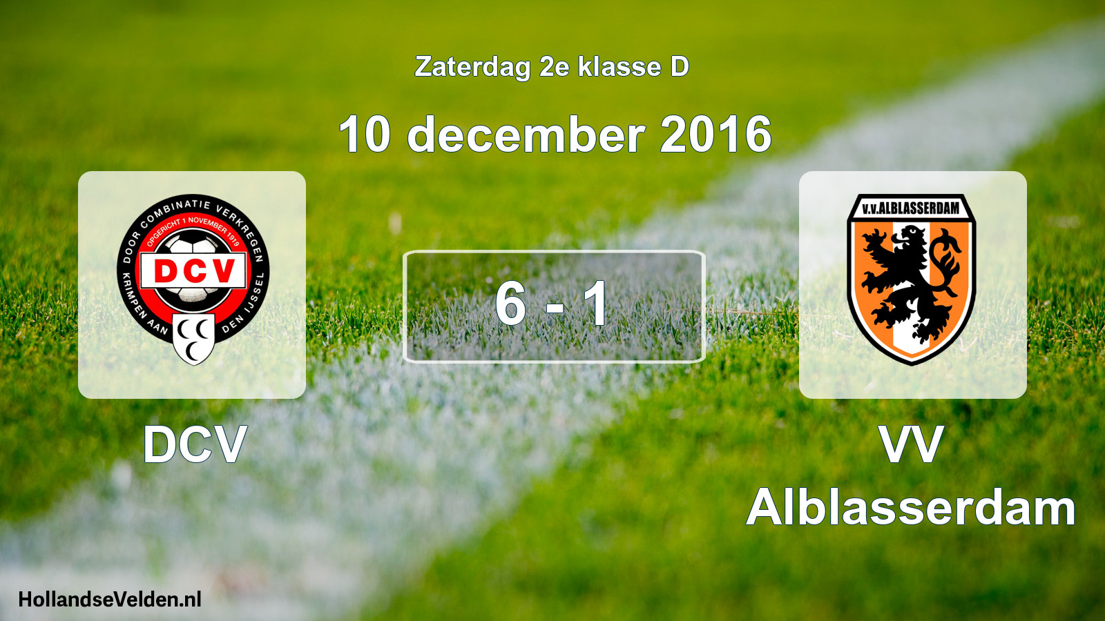 Total number of matches played: DCV - VV Alblasserdam 6 - 1 (10 December 2016)