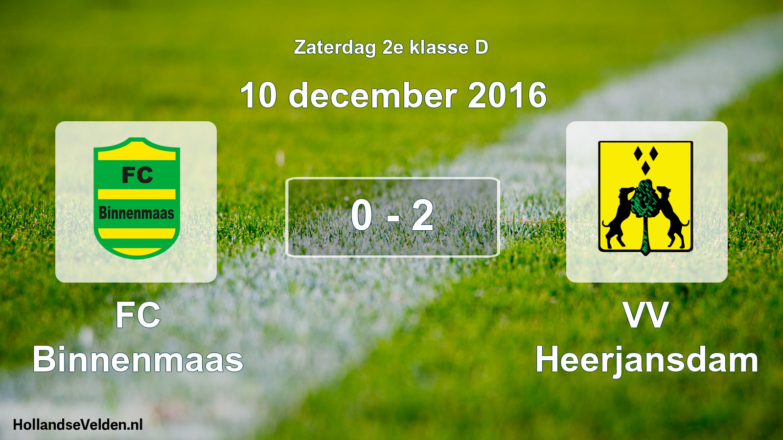 Total number of matches played: FC Binnenmaas - VV Heerjansdam 0 - 2 (10 December 2016)