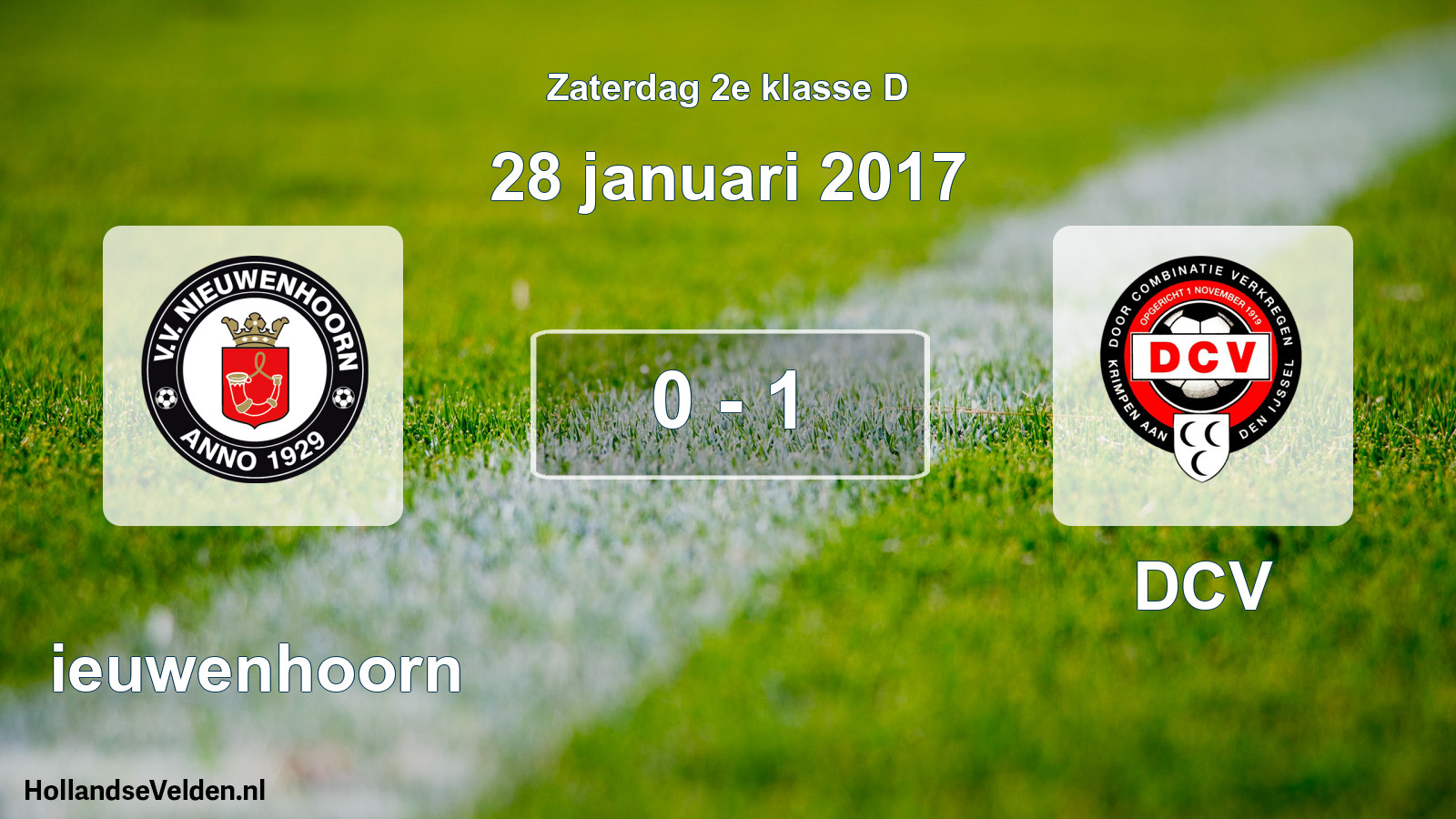Total number of matches played: Nieuwenhoorn - DCV 0 - 1 (28 January 2017)